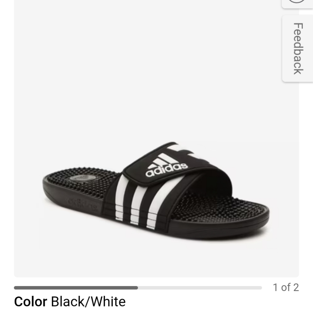 Adidas Mens Black and White Slide Sandals Adissage